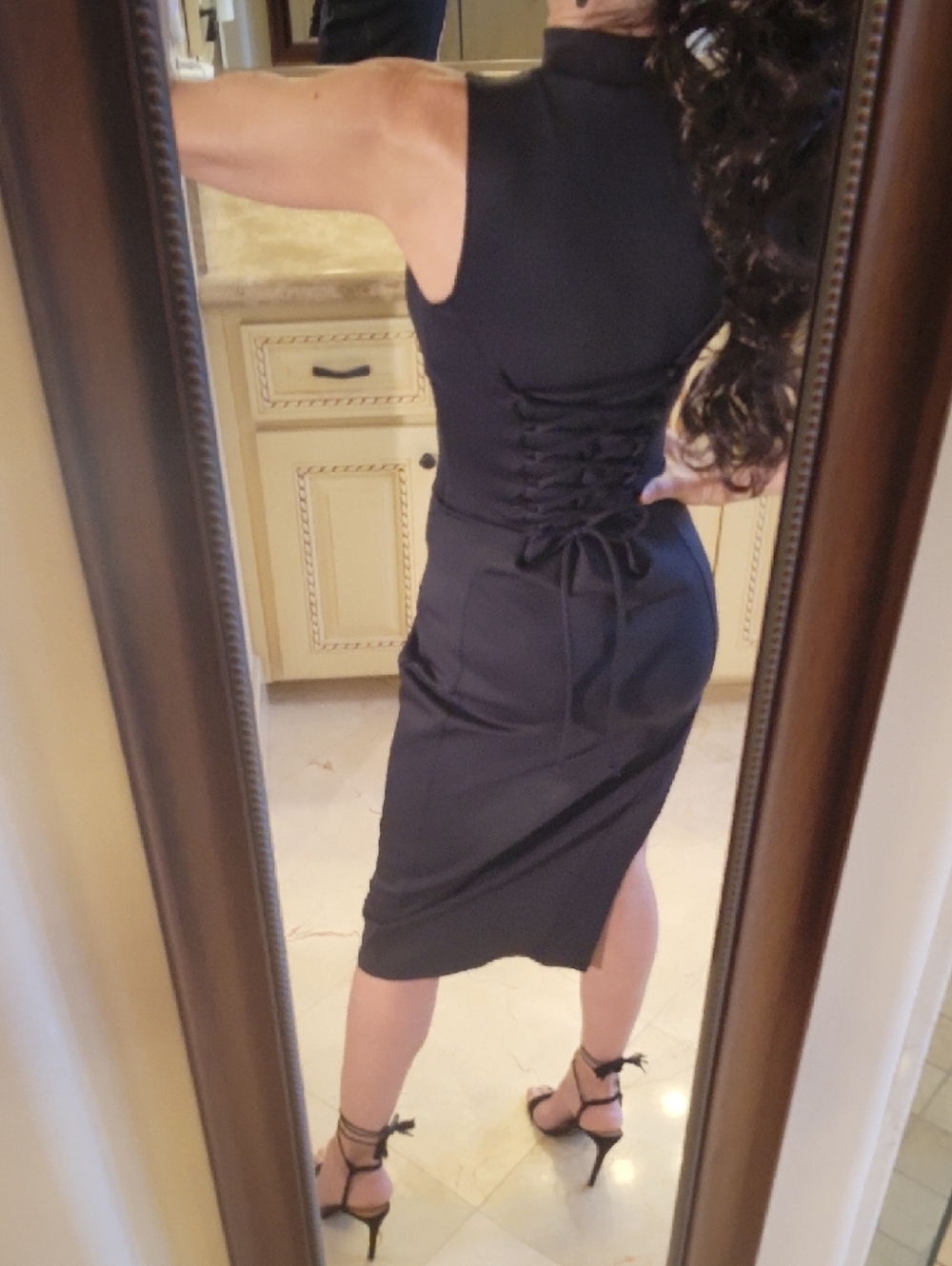 *TA3  Black Sleeveless Shapewear Midi Dress, S - Picture 8 of 16